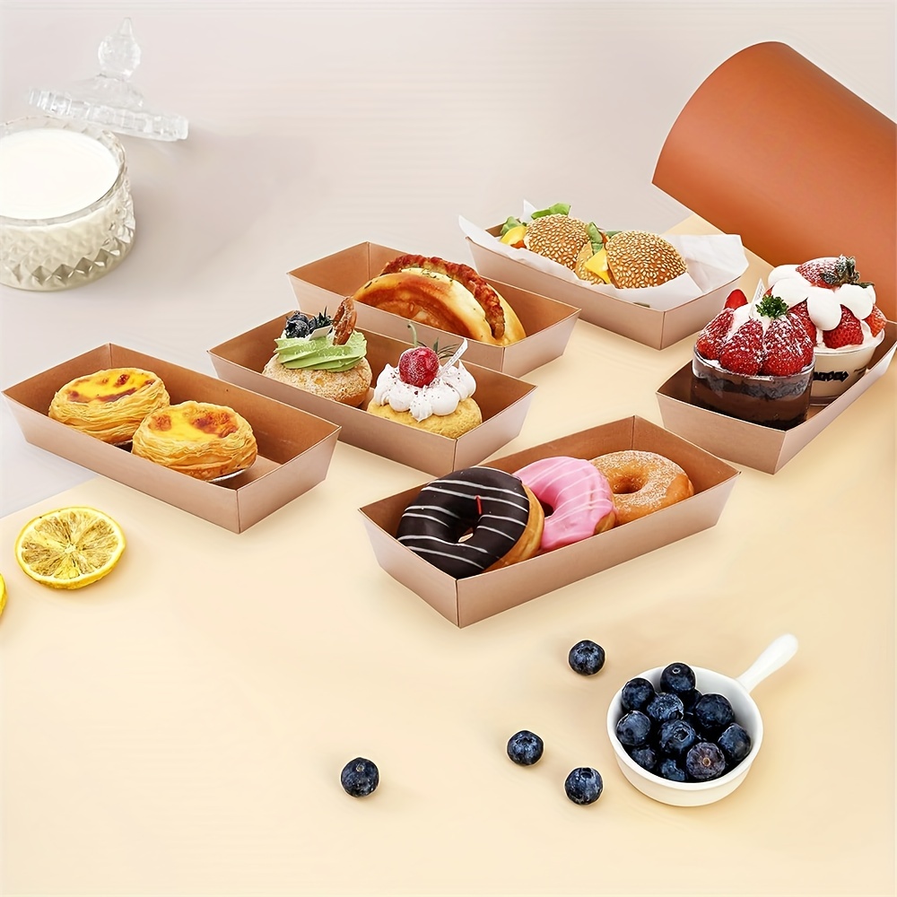 Paper Charcuterie Boxes Clear Lids Brown Rectangle - Temu