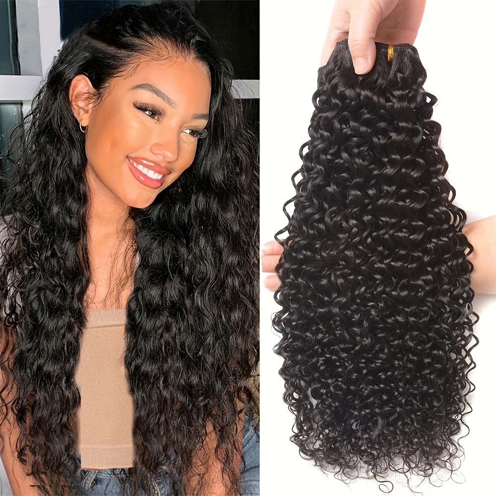 1 Bundle Natural Black Brazilian Water Wave Human Hair Extensions - Curly  Wave Bundles For Women - Long-Lasting And Natural-Looking Weave