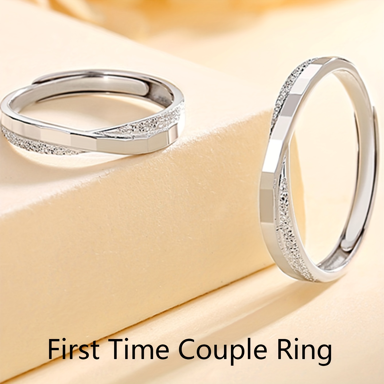 Couple Rings Frosted Adjustable Rings For Daily Wear Gift - Temu