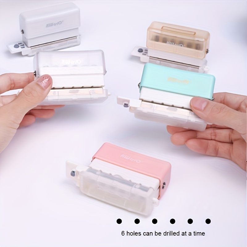 Mini Paper 6 hole Punch With Free Stickers Portable Handheld - Temu