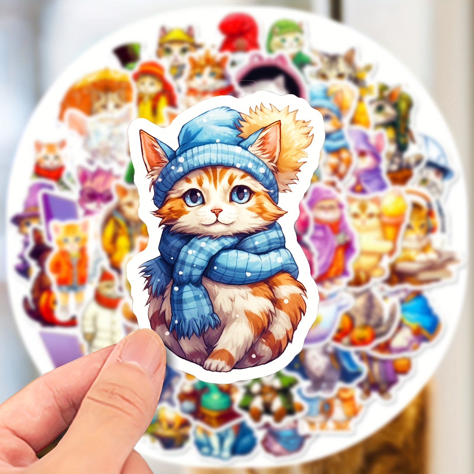 50Pcs Cat Stickers Pack Cute Kawaii Funny for Cat Lovers Teens Kids Water  Bottle Cars Adults Laptop