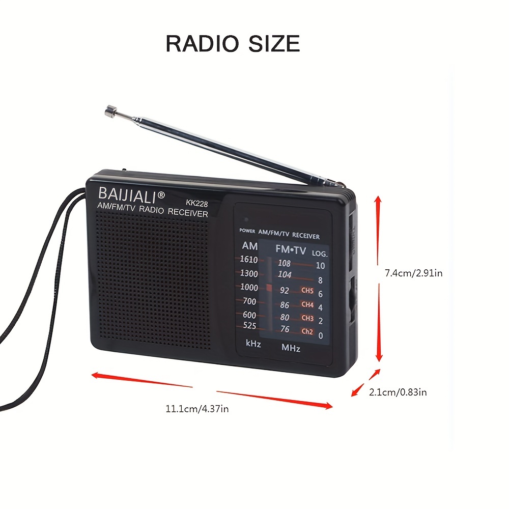 Portable Fm Radio Mini Radio Telescopic Antenna Headphone - Temu