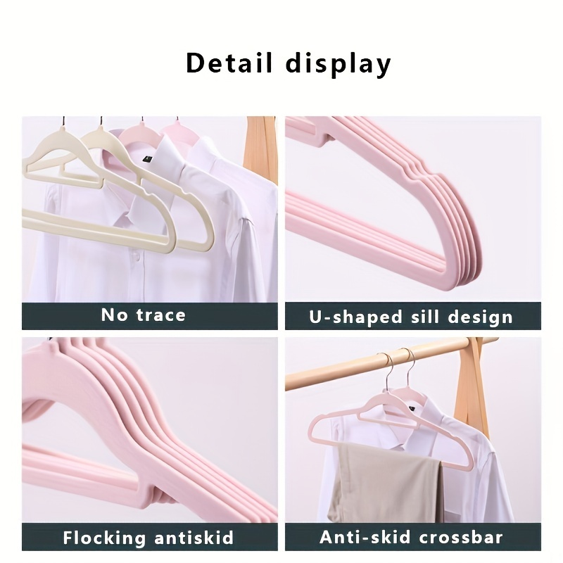 Flocking Anti-clip Clothes Hangers, Hoodies/pants Hangers, Durable Hanger  For Shirts, Dresses, Space Saver Organizer For Closet, Home, Bathroom, Back  To College Essential ( /gray/black/yellow/white) - Temu