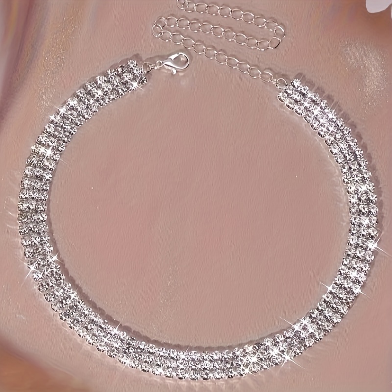 TEMU Stitching Multilayer Rhinestones Necklace Personality Clavicle Jewelry For Women