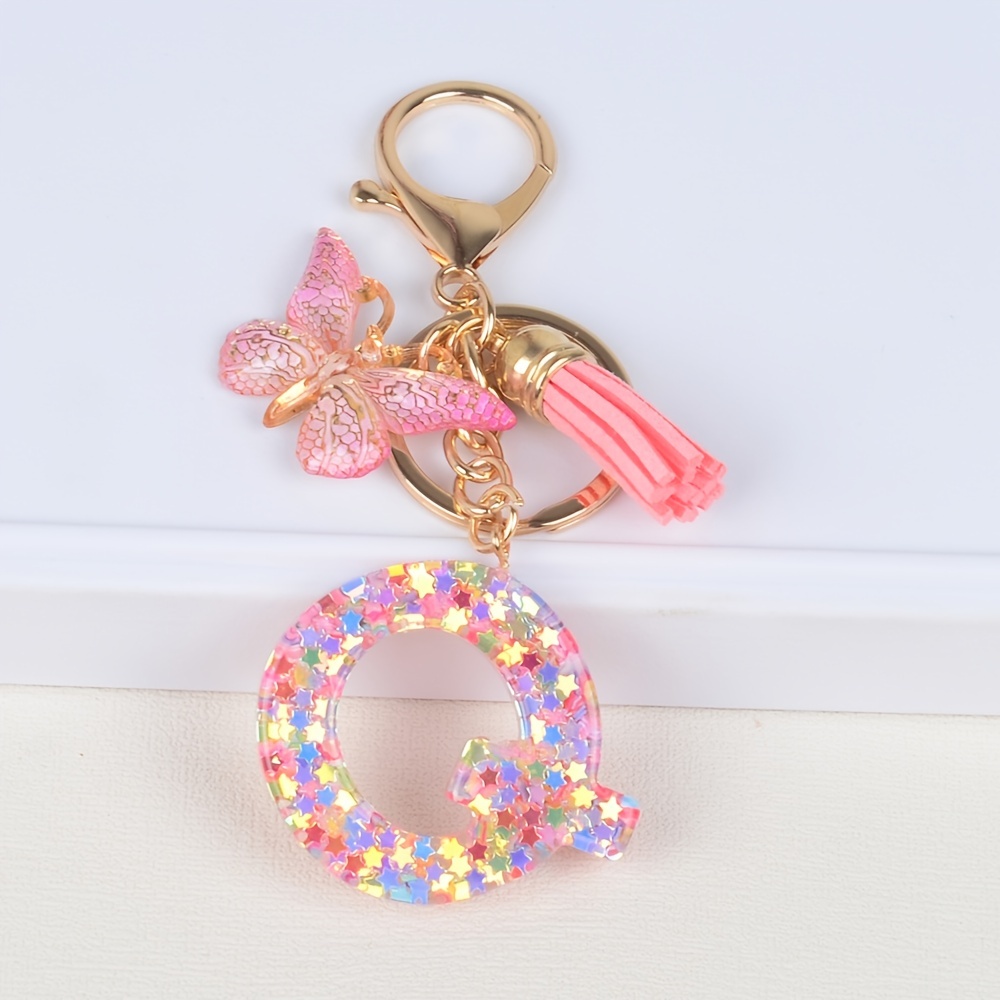 1pc Initial Letter Keychain Resin Letter Keychain Pendant Backpack Purse Accessories for Girls,Temu