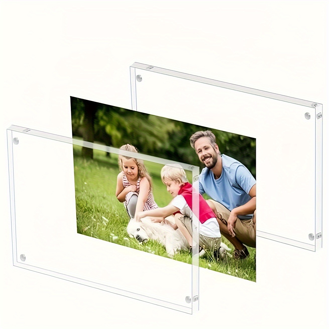 Azar Displays Clear Acrylic Magnetic Photo Block Frame Set with 4x6 and 5x7  size Frames