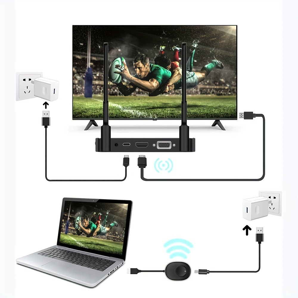 Transmisor HDMI inalámbrico de 50M, 4K, WiFi, HDMI, VGA, extensor de  pantalla, compartir interruptor de espejo