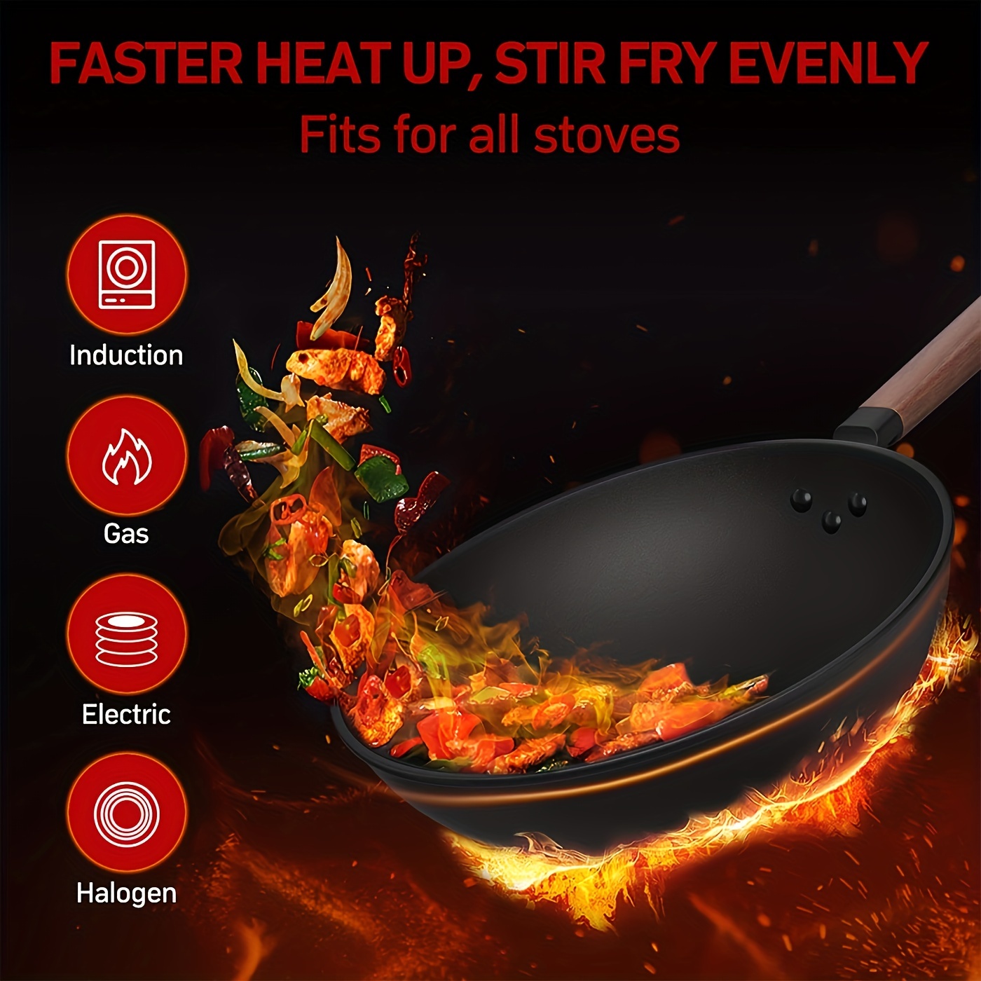 Wok Pan With Lid Carbon Steel Wok Nonstick Woks And Stir fry - Temu
