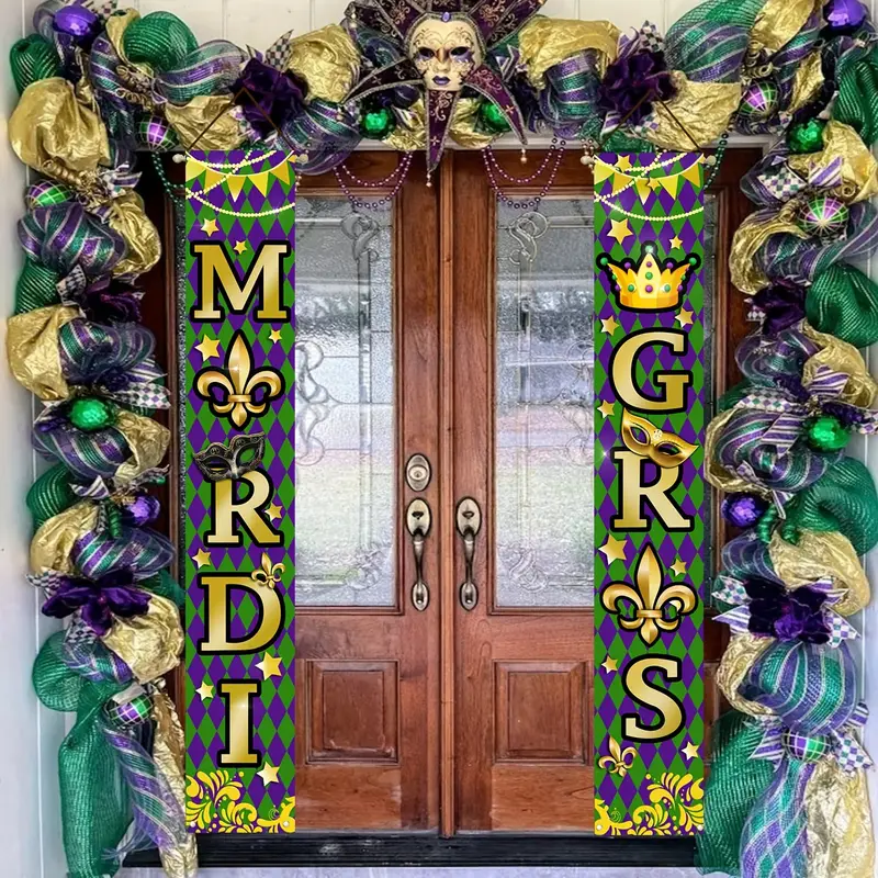 1pair Carnival Decoration Porch Sign Banner Carnival Circus Birthday Party  Mardi Gras Decoration Set Carnival Party Supply Decor Home Decorations