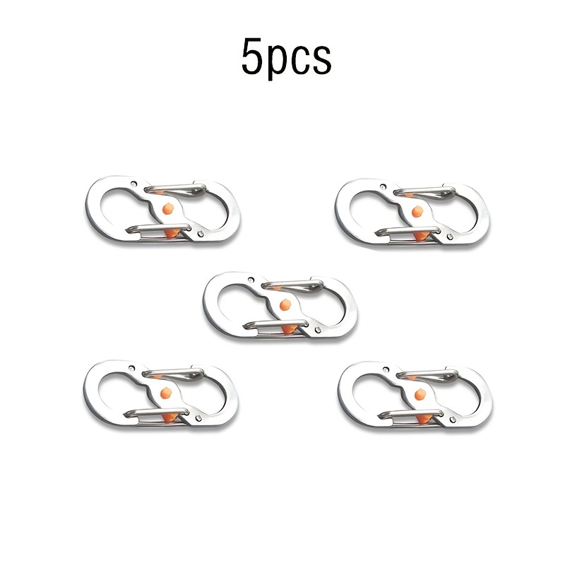 5Pcs Outdoor Camping S Type Carabiners with Lock Mini Keychain