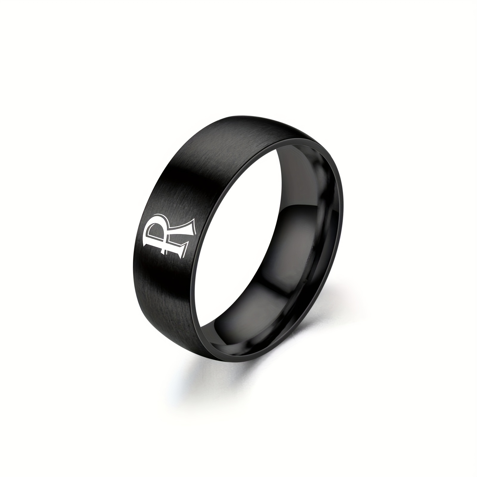 Letter Black Cotton Moulded Steel Ring Fashion Simple Sports Women