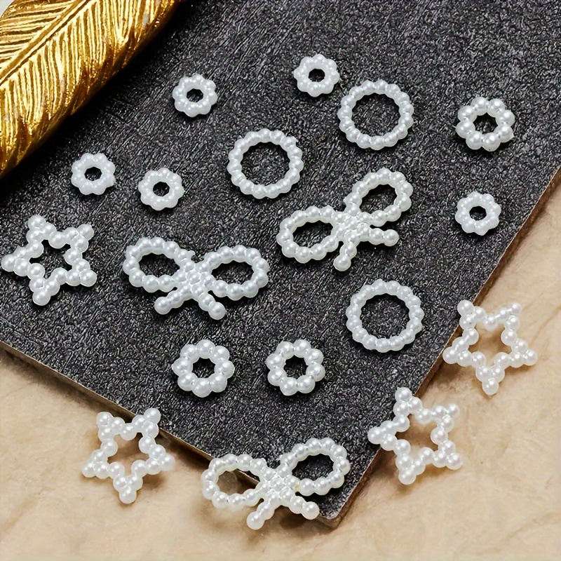 210Pcs Pearls Nail Charms Acrylic Imitation Pearls Multi Shapes Flower  Heart Star Moon Bowknot Circle Kawaii Accessories 3D Nail Art Charms for  DIY