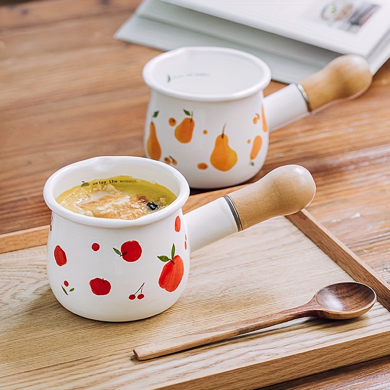 Nonstick Saucepan Milk Handle Small Kitchen Cookware Butter Warmer Pot  Stovetop Pot for Coffee, fruits pattern 