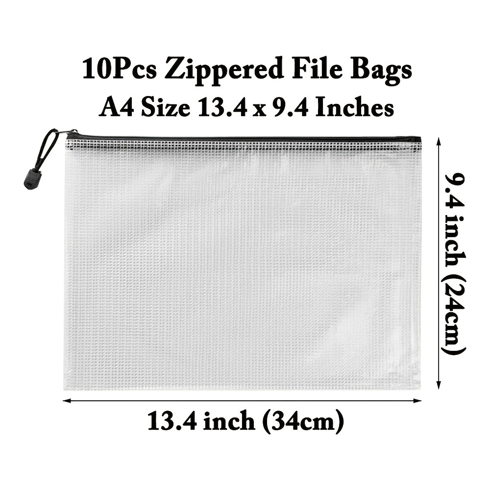 Zipper File Bags Plastic Mesh Zipper Bags Waterproof File - Temu