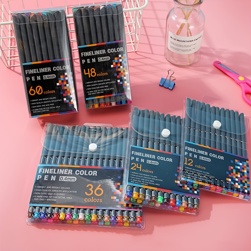 12/24/36/48/60/100 Color Set 0.4mm Micro Tip Fineliner Pen Drawing Painting