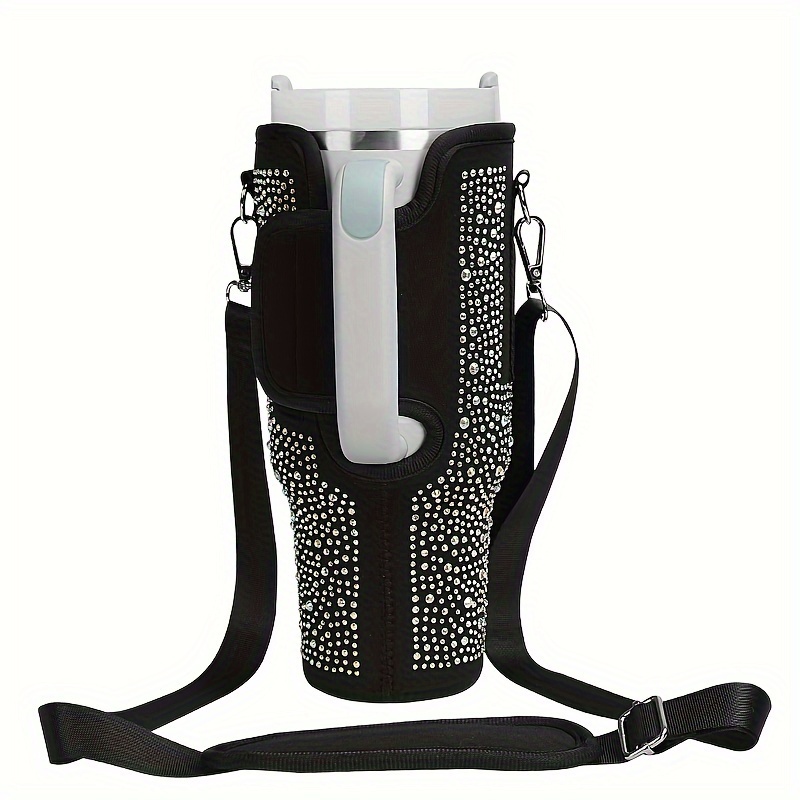 Neoprene Water Bottle Carrier Bag With Adjustable Strap, Rhinestone Decor  Water Cup Holder For Stanley Tumbler, Cup Accessories, (cup Not Included) -  Temu