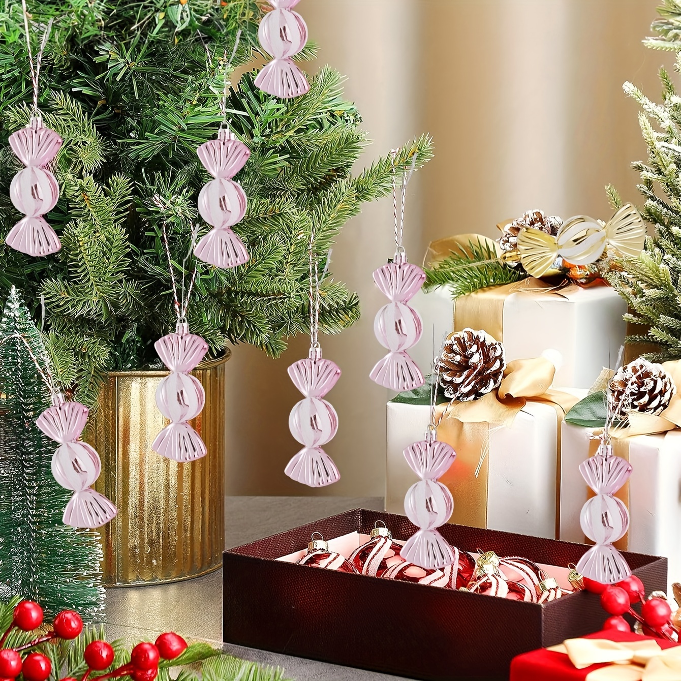 Glass Candy Ornament Set of 2