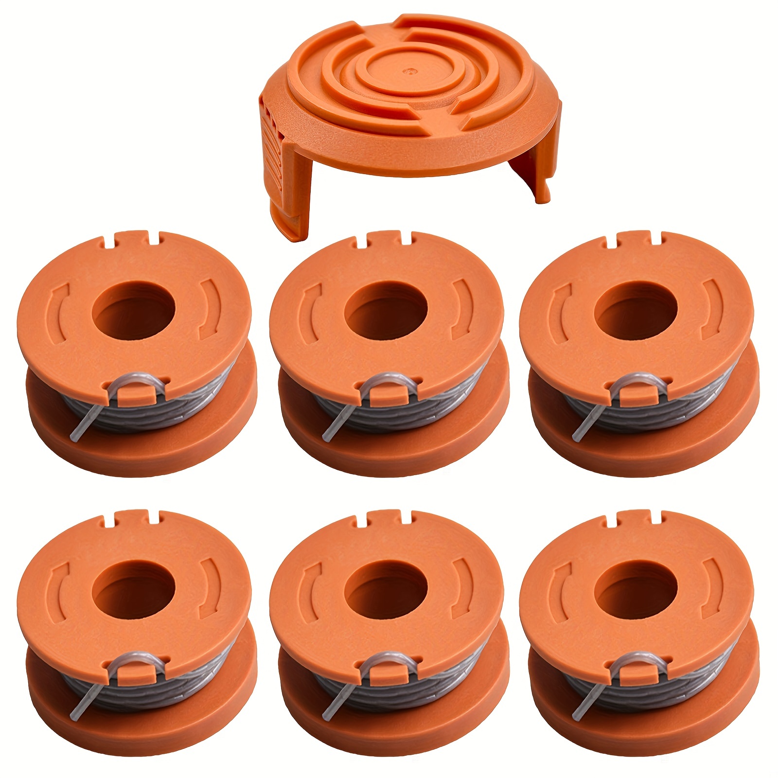 6 Pack Line Spool With 2 Covers For Replace Black Decker Grass Trimmers  Replacement Spool Weed Eater Cap Autofeed Trimmer String Af-100 X