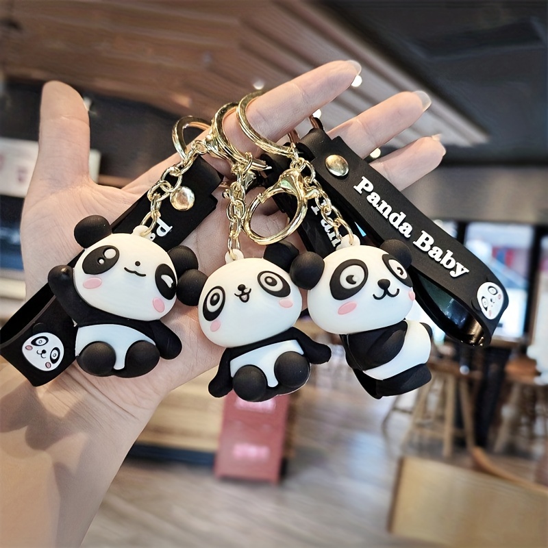 Cute Panda Key Chain Pendant Net Red Cartoon Figure Car Key Chain Pendant  Couple Bag Hanging Decoration Silicone - Temu