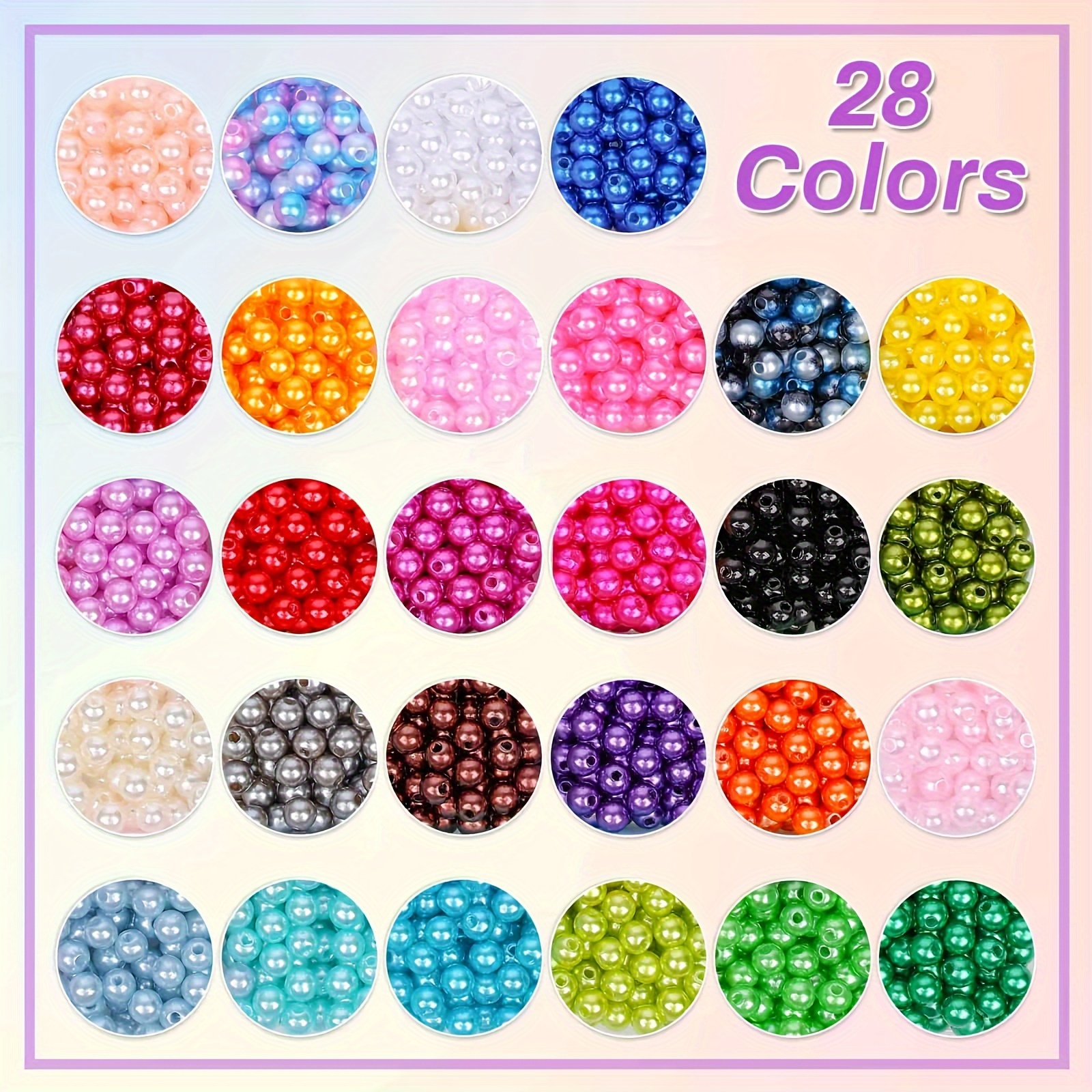  1680PCS 6mm Pearl Beads for Crafts, 24 Colors