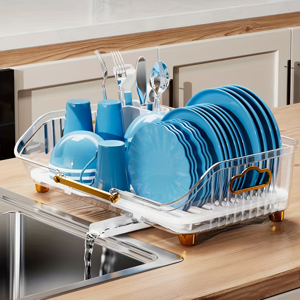 Small Dish Rack with Tray Compact Dish Drainer for Kitchen Counter Cabinet  - China Storage Holders for Kitchen and Storage Holders price