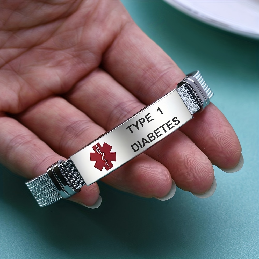 stainless steel star of life diabetic bracelet for men women adjustable bracelets wristband