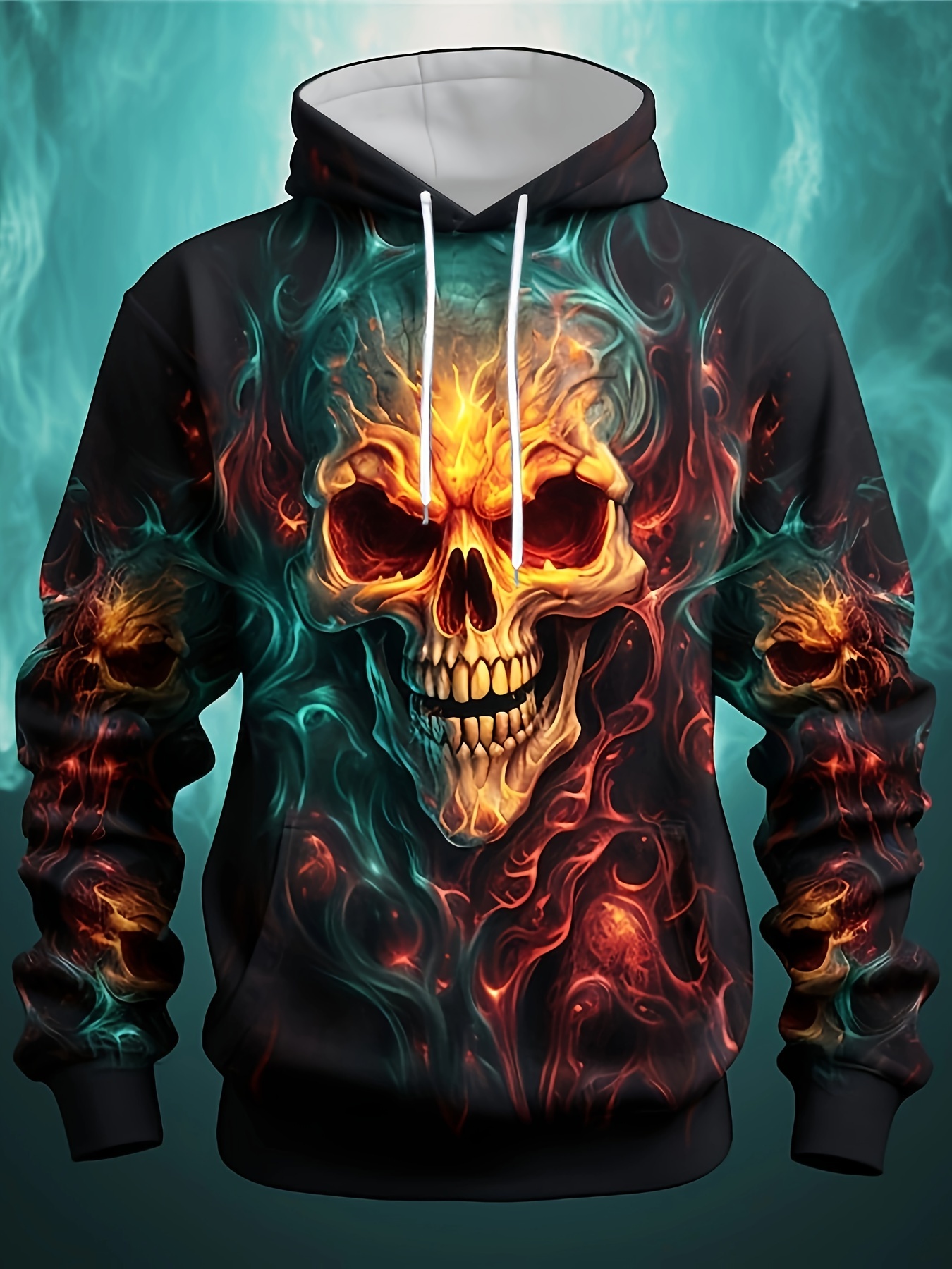 Skull Print Hoodie Cool Hoodies For s Casual Graphic Design Hooded Sweatshirt Streetwear For Winter Fall As Gifts