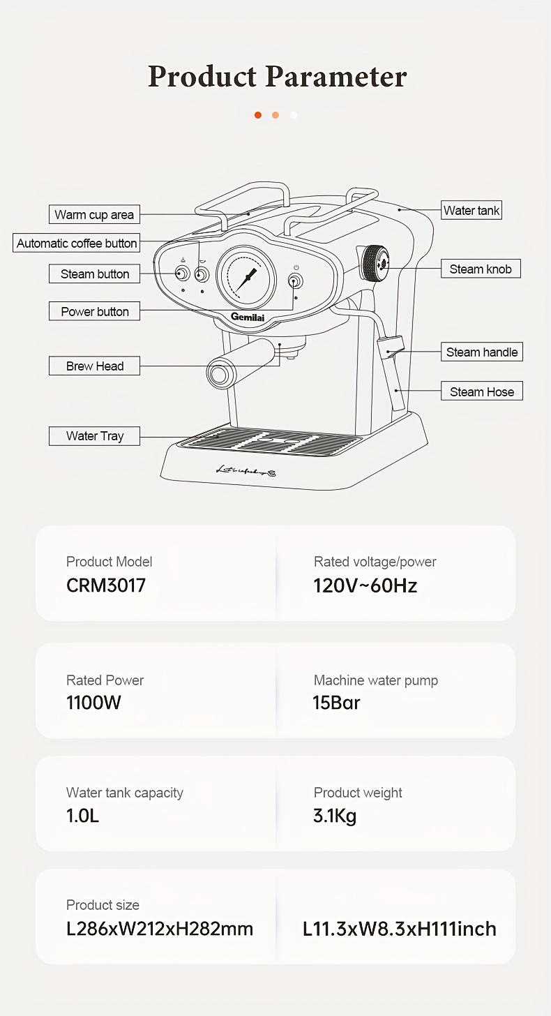 Gemilai Semi automatic Espresso Machine italian Pump With 15 - Temu