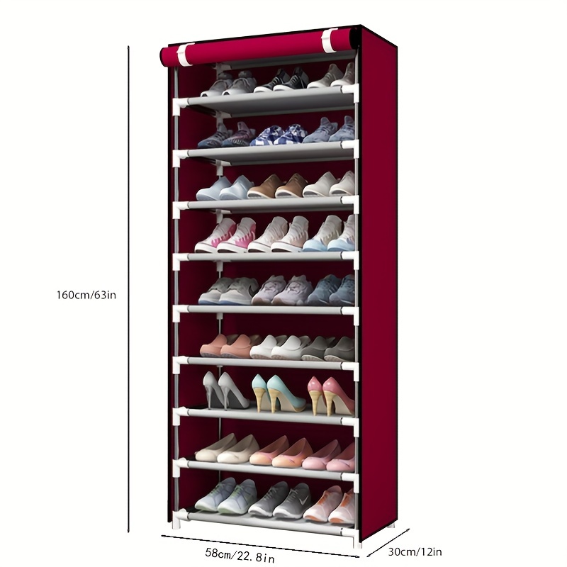 10 Tier Shoe Rack With Cover 27 Pair Large Tower Shoe Organizer With  Dustproof Non-woven Fabric Cover - Buy 10 Tier Shoe Rack With Cover 27 Pair  Large Tower Shoe Organizer With