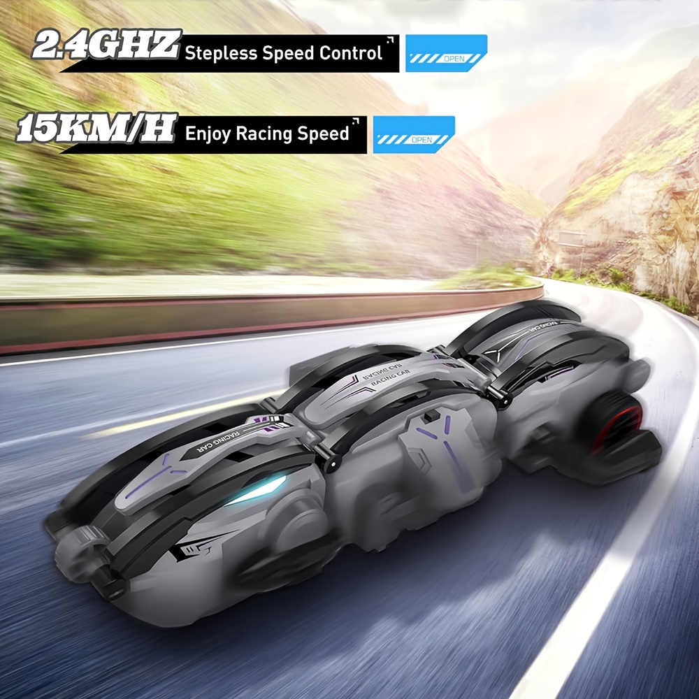 upgraded rc stunt snake car 360 roll rotation car toy with led lights indoor outdoor racing games toy details 1