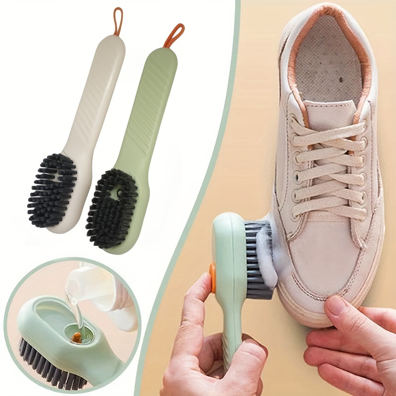 Brosses à chaussures multifonctions avec distributeur de savon, brosse de  nettoyage à Long manche pour vêtements et chaussures, brosse de nettoyage  du linge ménager - AliExpress