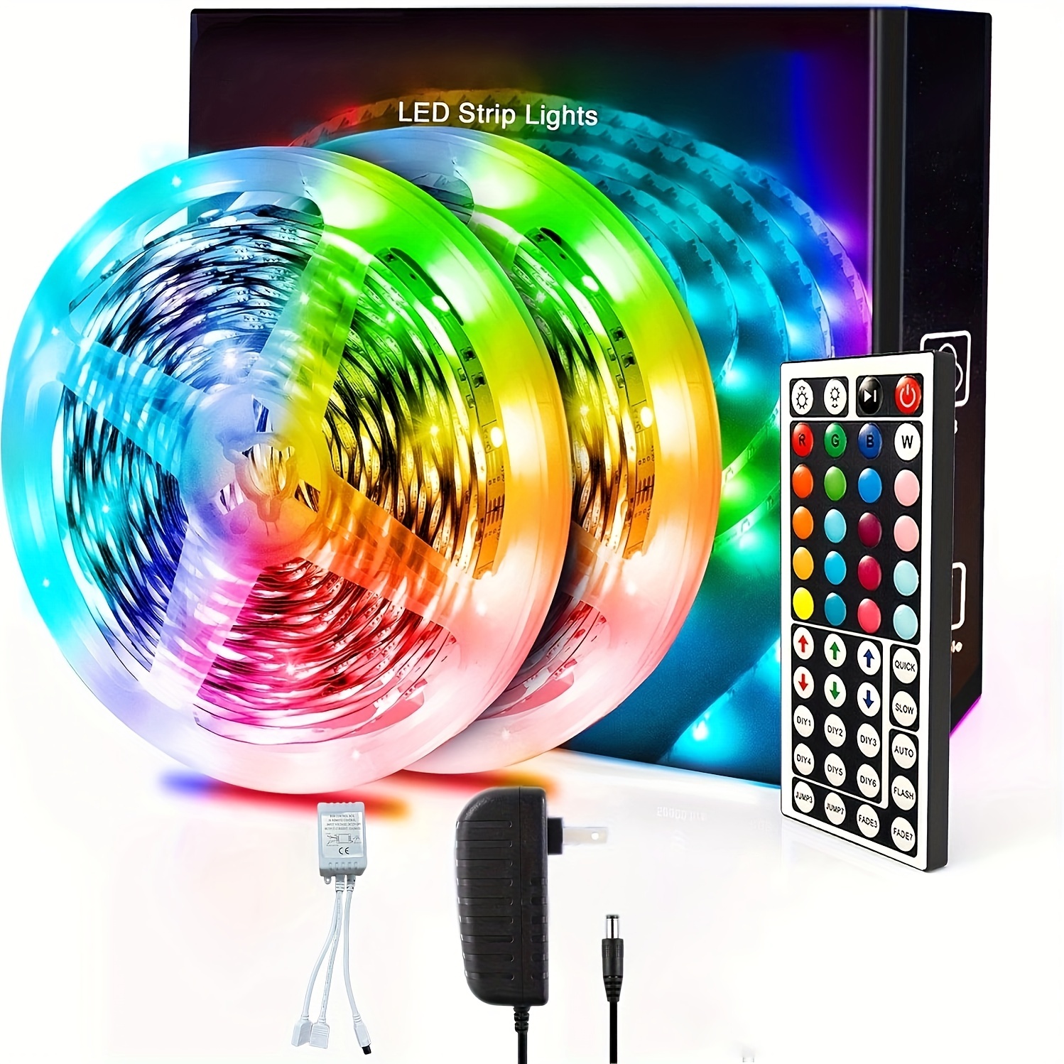 65.6Ft LED Strip Lights Music Sync Color Changing RGB LED Strip 44-Key  Remote, Sensitive Built-in Mic, Bluetooth Controlled LED Lights Rope  Lights, 5050 RGB LED Light Strip 