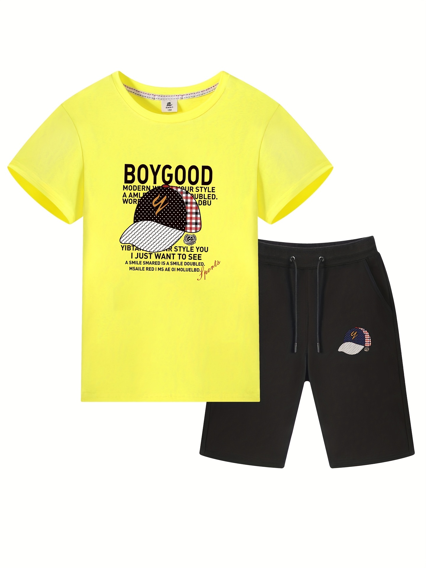 2023 New Boy's Trendy Cat Boygood Letter Graphic Short - Temu