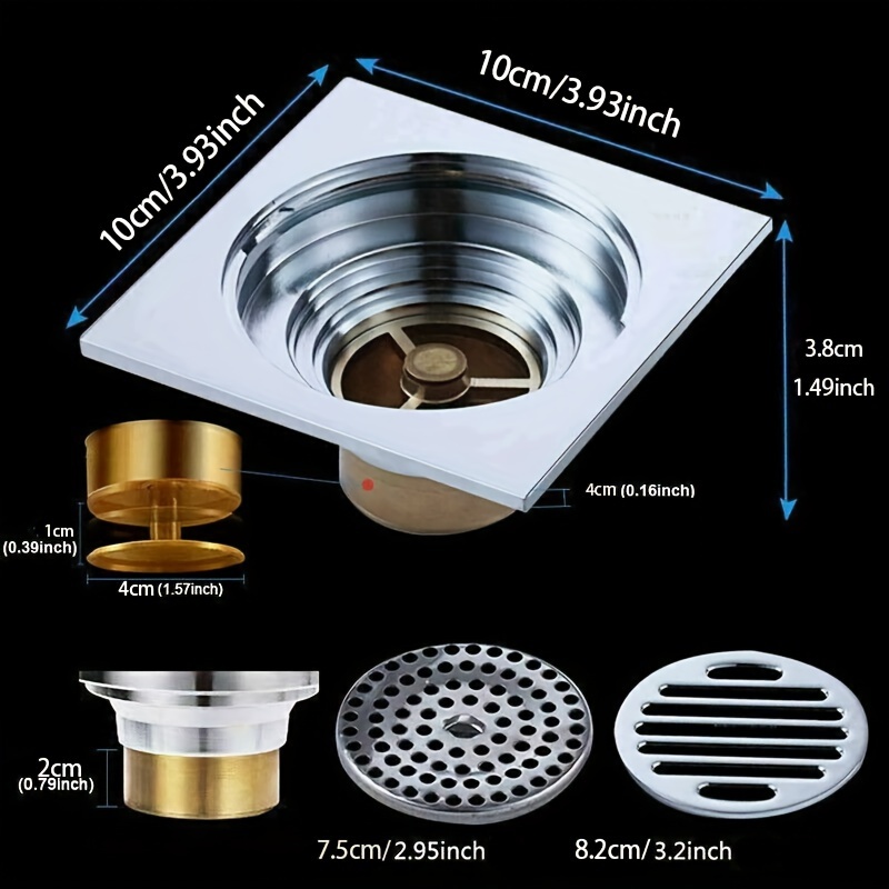 Square Floor Drain, Deodorant Floor Drain Cover, Invisible Bathroom Floor  Drain Garbage Filter, Shower Drain Hair Catcher, Bathroom Accessories - Temu