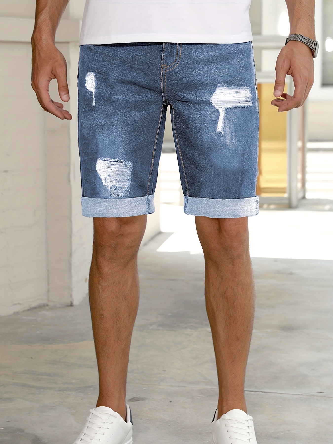 Men's Denim Shorts, Men's White Denim Shorts