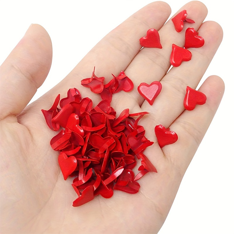 50Pcs Metal Mini Brads Handmade Decoration Heart Shaped Paper