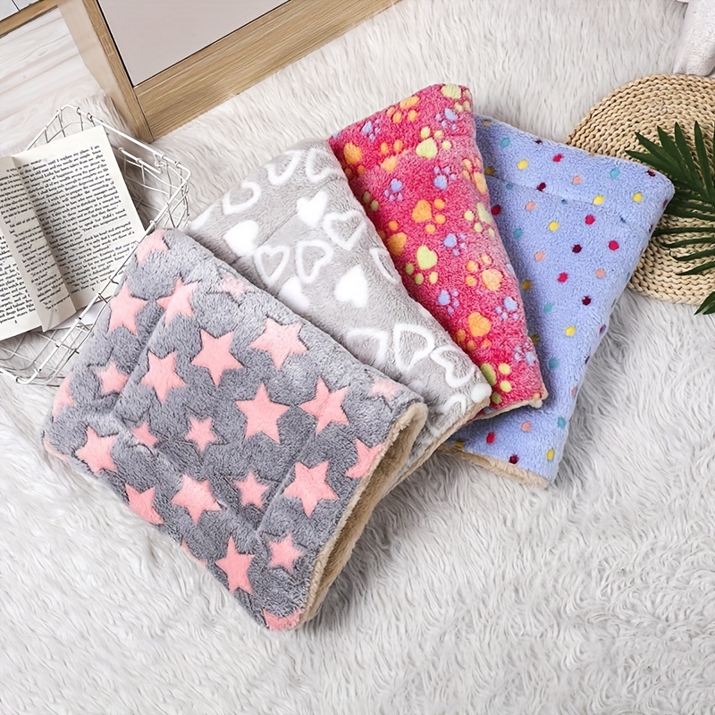 Cartoon Heart Print Pet Mat Double Layer Cushion All Seasons Cat Bed Mat