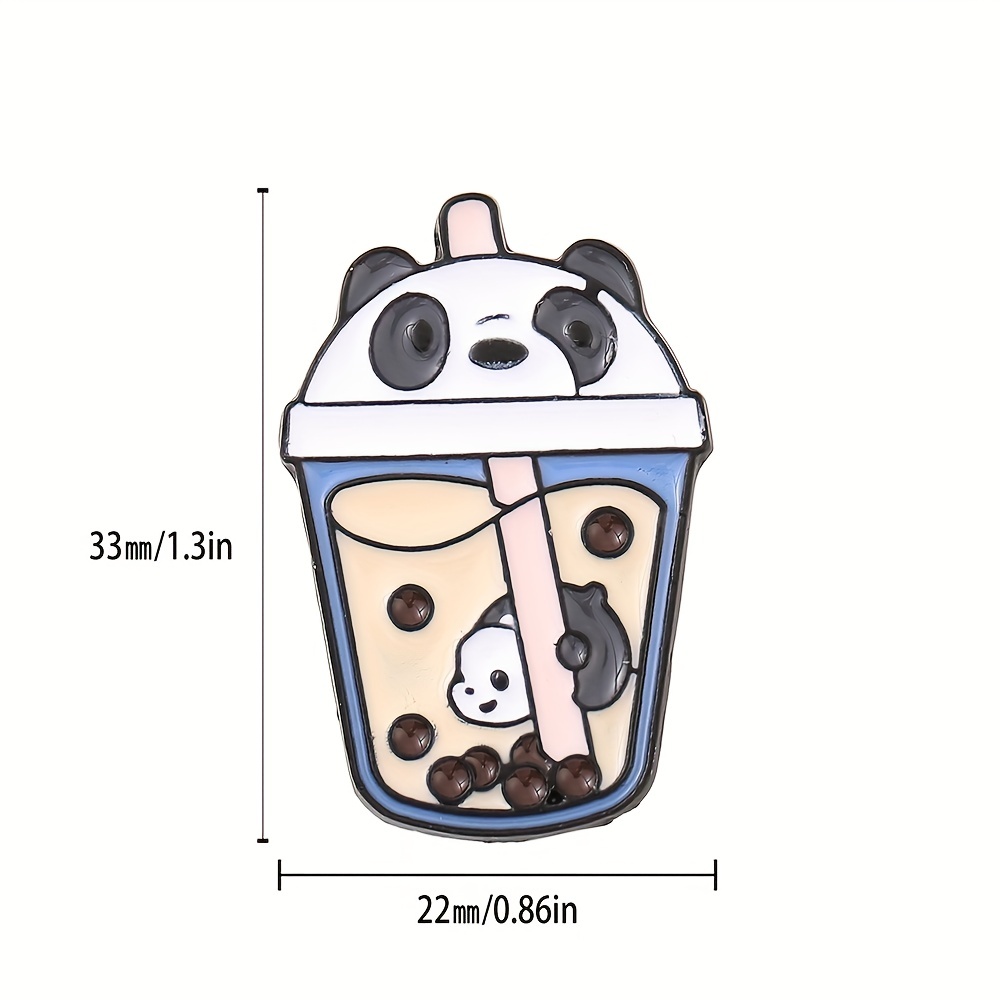 Cartoon Cute Animal Boba Drink Enamel Pin Kawaii Bubble Tea Brooch