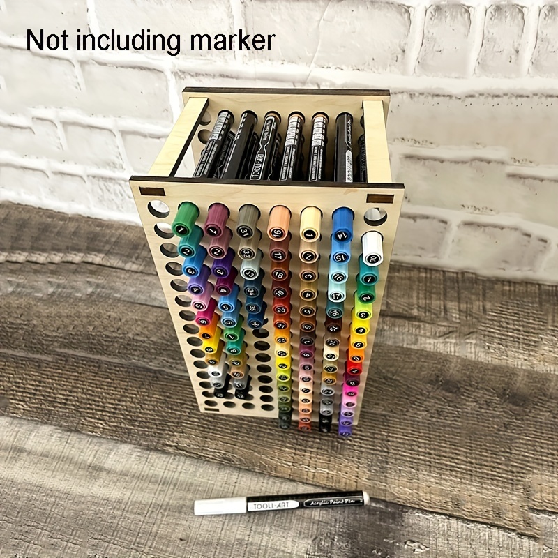 Paintbrush Organizer Wooden Markers Stand Holding Rack Desk Stand
