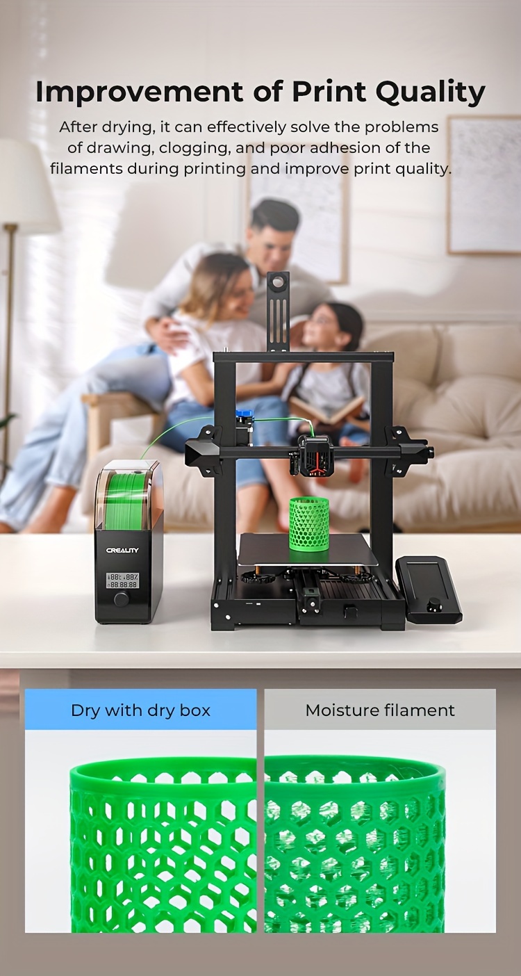 Creality Filament Dryer Box Dehydrator Storage Drier Machine with Fan  Filament Spool Holder Keep Materials Dry During 3D Printing for  1.75/2.85/3.0 PLA,PETG,ABS,TPU with Zipper Bags Humidity Card 