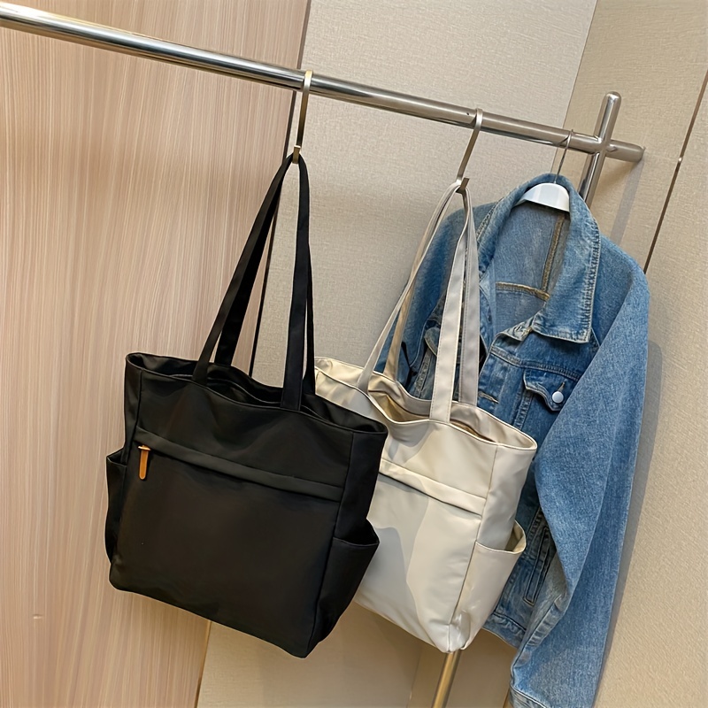 

Multi Pockets Casual Canvas Shoulder Bag, Large Capacity Minimalist Tote Bag, Women's All-match Handbag