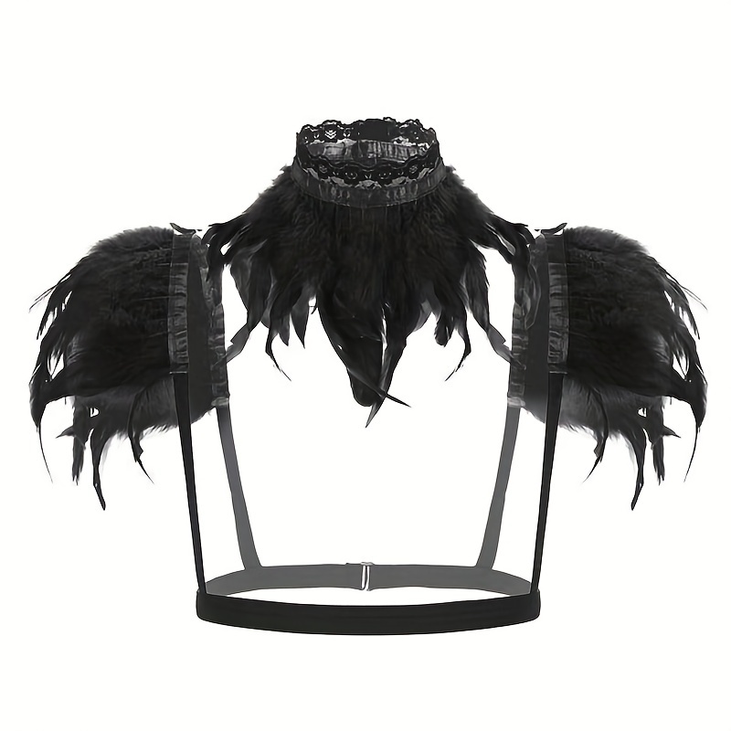 Punk Collar Shoulder Accessories Gothic Feather Belt Shawl Suit