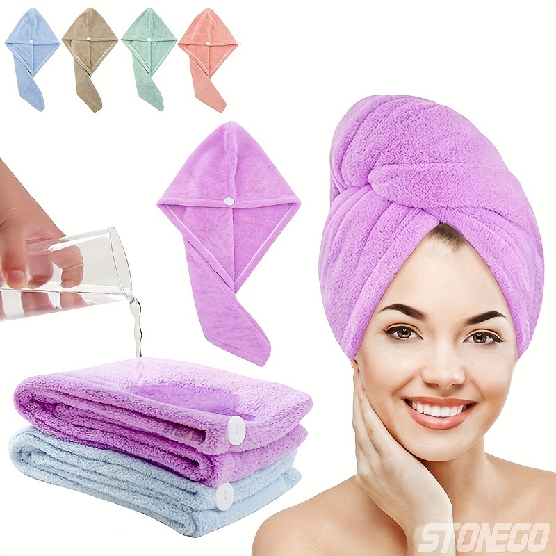 Toalla grande de microfibra para mujer, toalla de secado de cabello  antiencrespamiento con correa elástica, secado rápido, súper absorbente,  turbante