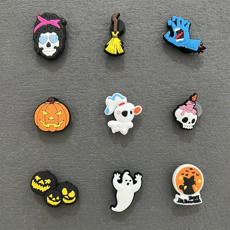 9 Pcs Halloween Witchy Shoe Charms for Clogs Sandals Decoration, Shoes DIY Accessories for Women & Men,Temu
