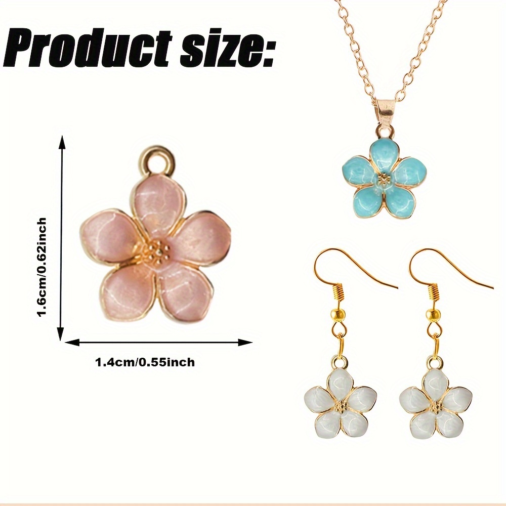 6/12/36/100pcs Random Color Cute Alloy Cherry Blossom Charms for DIY