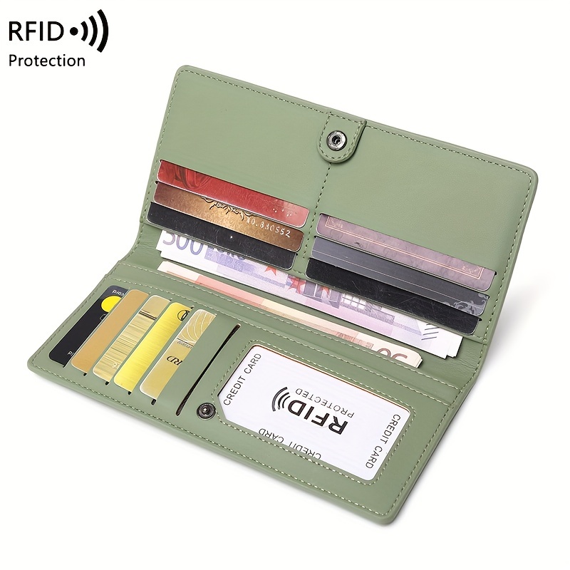RFID 盗難防止 PU ポータブル二つ折り超薄型長財布マルチカードバッグ 
