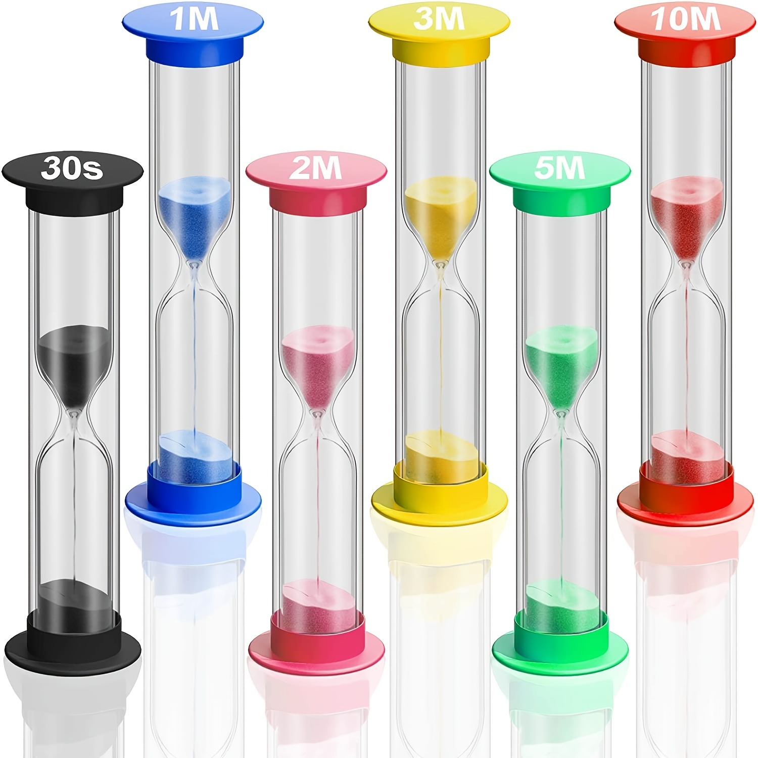 Minuterie de sable 6 pièces sablier coloré 10 minutes/5 minutes/3 minutes/2  minutes/1 minute/30 sec boîte de rangement de minuterie d'horloge de sable  pour la cuisine cuisine enfants 