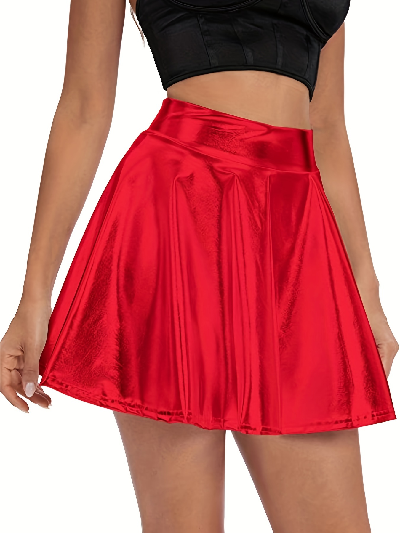 Falda Roja Mujer - Temu