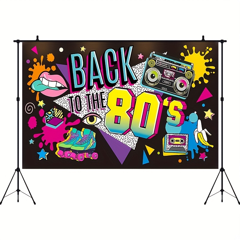 Decoraciones de fiesta de los años 80, pancarta de regreso a los años 80,  decoración de fondo de los años 80 para fotografía de fondo de fiesta de  los