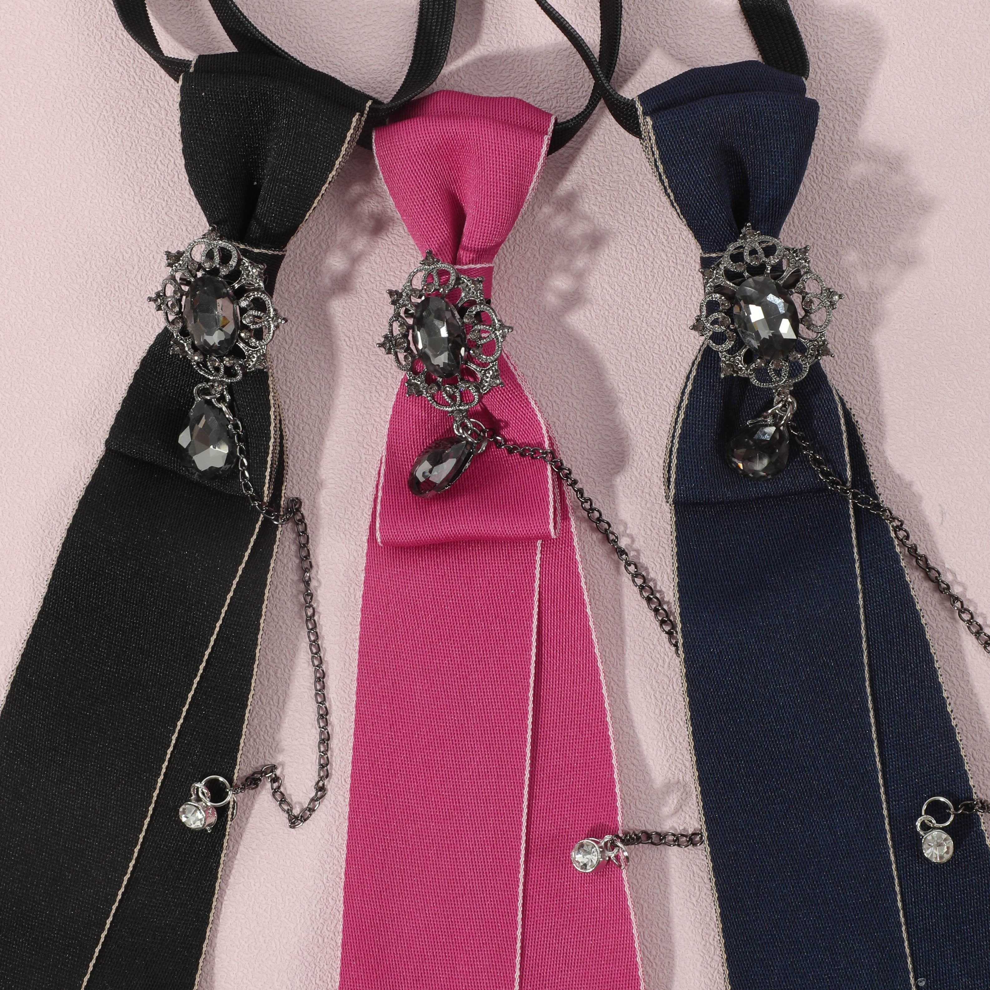 Adjustable Rhinestone Chain Decor Necktie Pre Tied Tie - Temu Canada